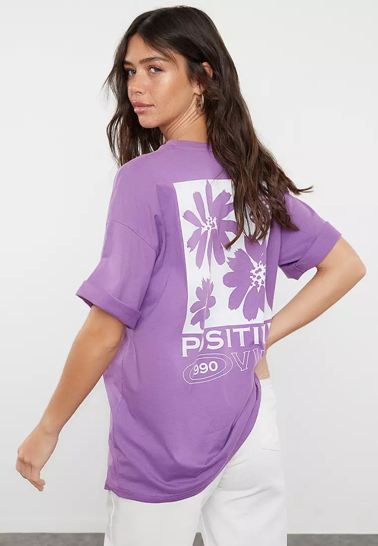 Back Printed Oversized/Wide Fit Crew Neck T-Shirt