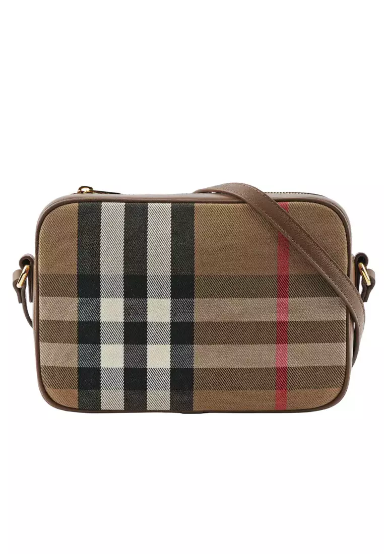 Buy BURBERRY Large Check Canvas Leather Camera Crossbody Bag in
