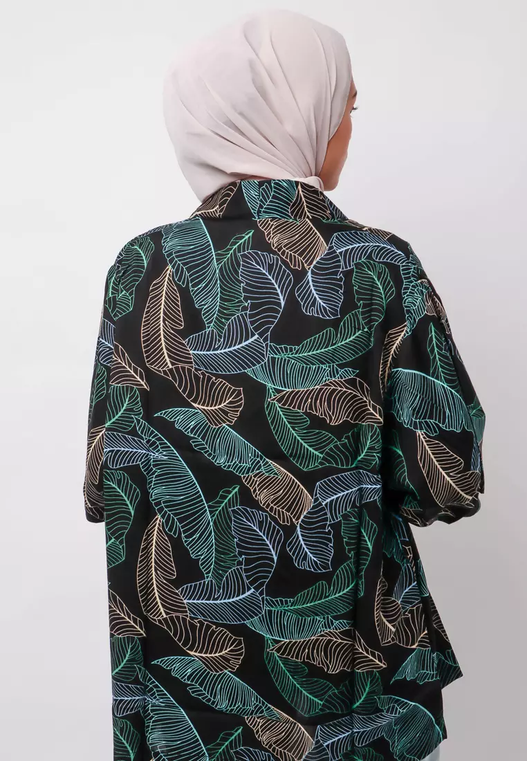 NTA92 KMNKimono Unisex Daun Hitam
