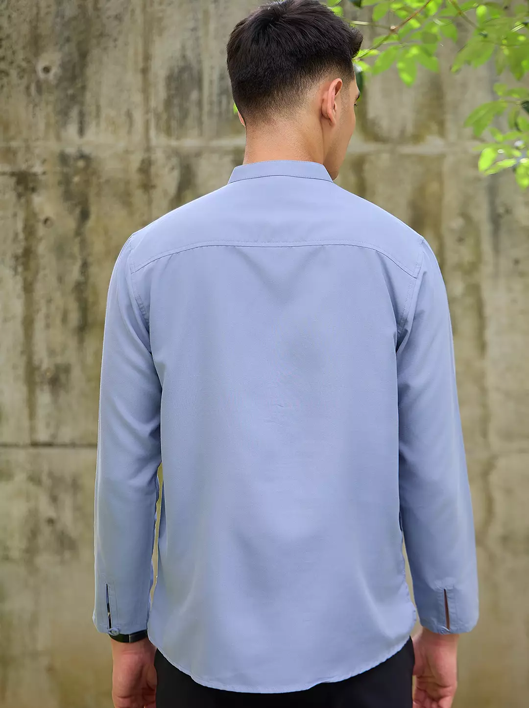 OXCON Kemeja koko Tangan Panjang Collarless Azfar Blue Grey