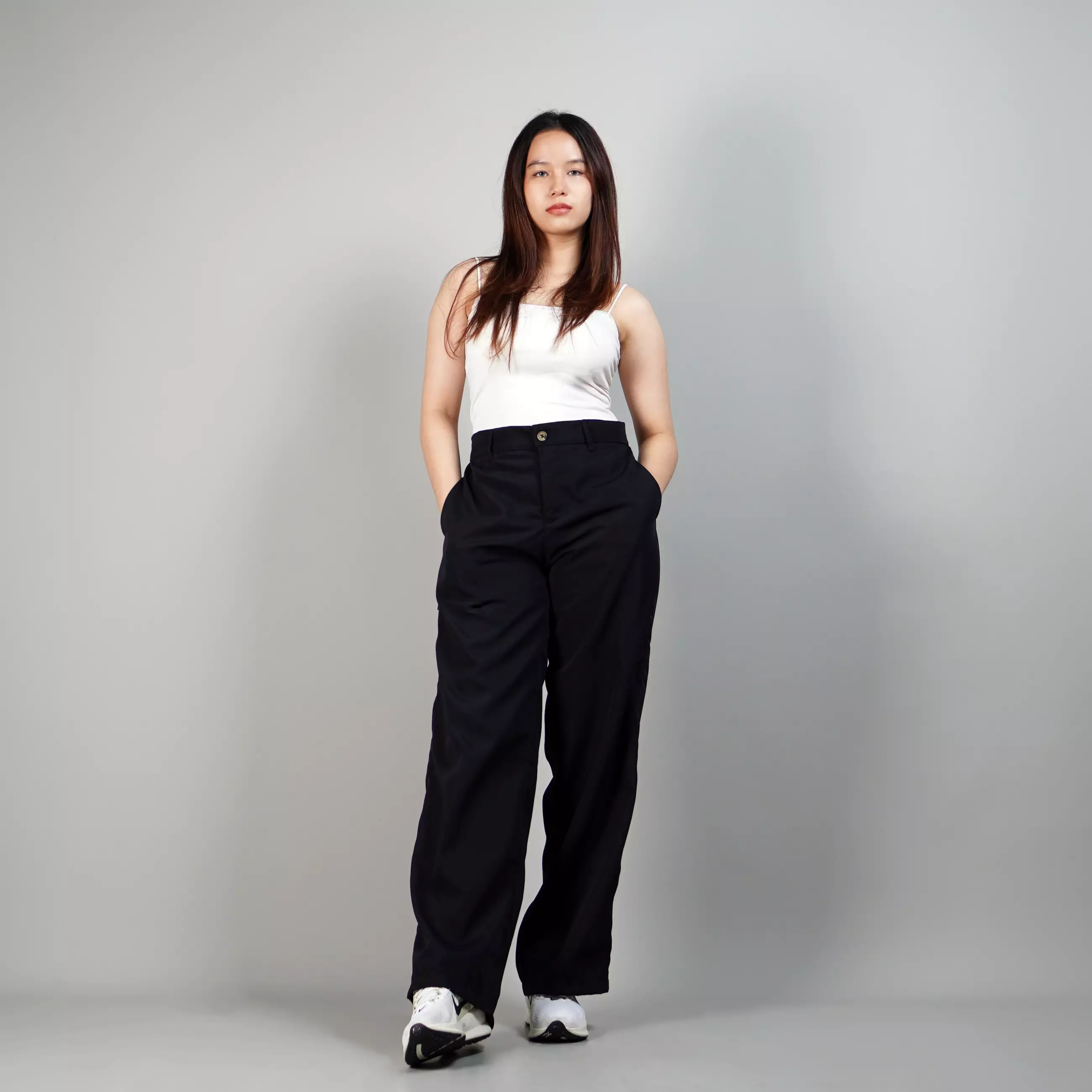 KORY Celana Wanita Loose Fit Pants Celana Loose Wanita - HITAM