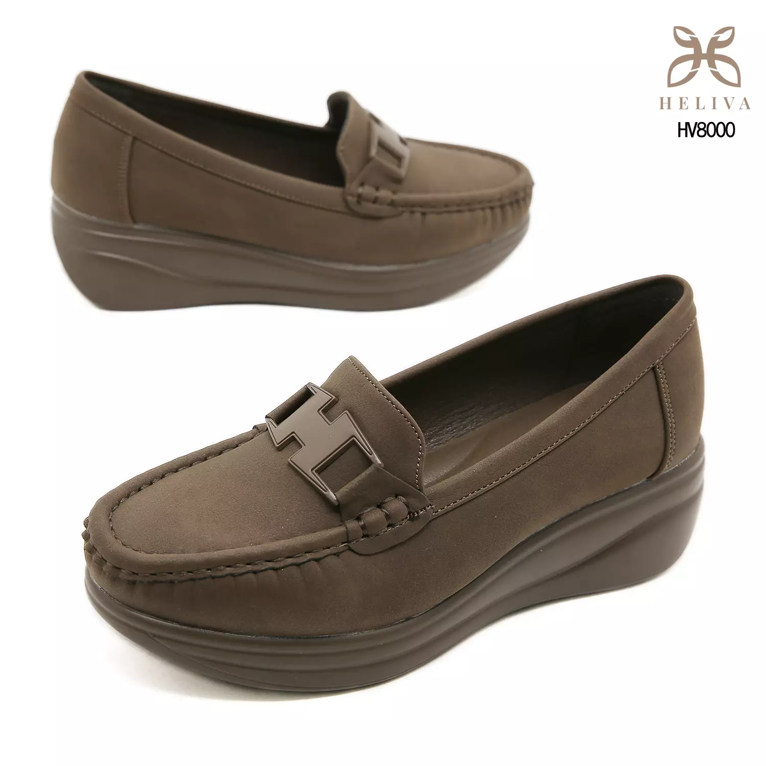 HELIVA HILARY Minimalist H-Accent Wedge Loafers for Women HV8000