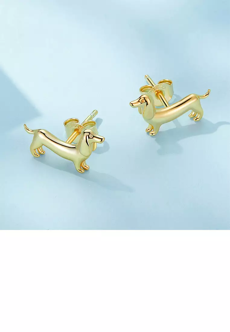 Dachshund earrings gold clearance