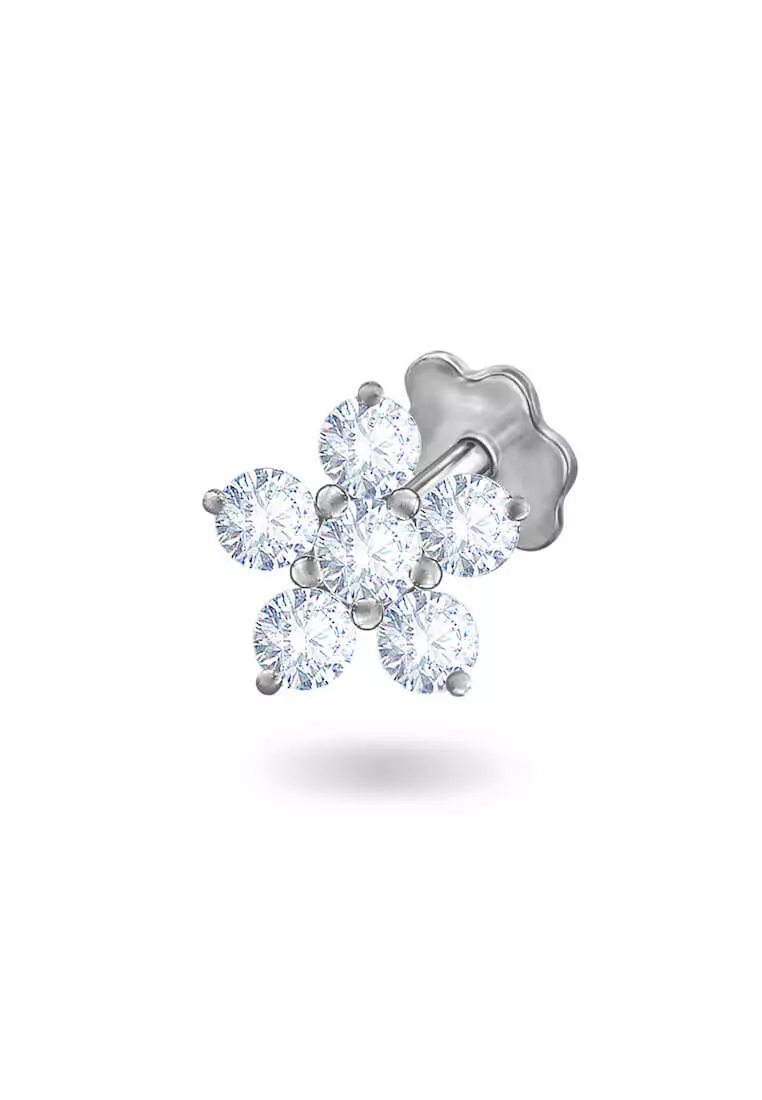 Gold diamond flower earrings store