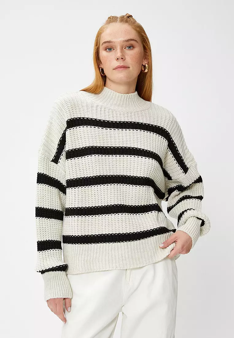 Oversized Jumper Black And White Striped Jumper H&m H&M
