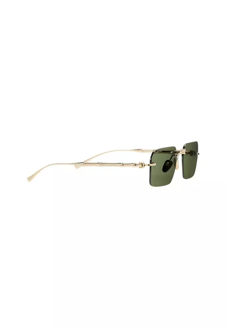 Jual Gucci Frameless Rectangular with Shiny Gold Toned Metal Sunglasses ...
