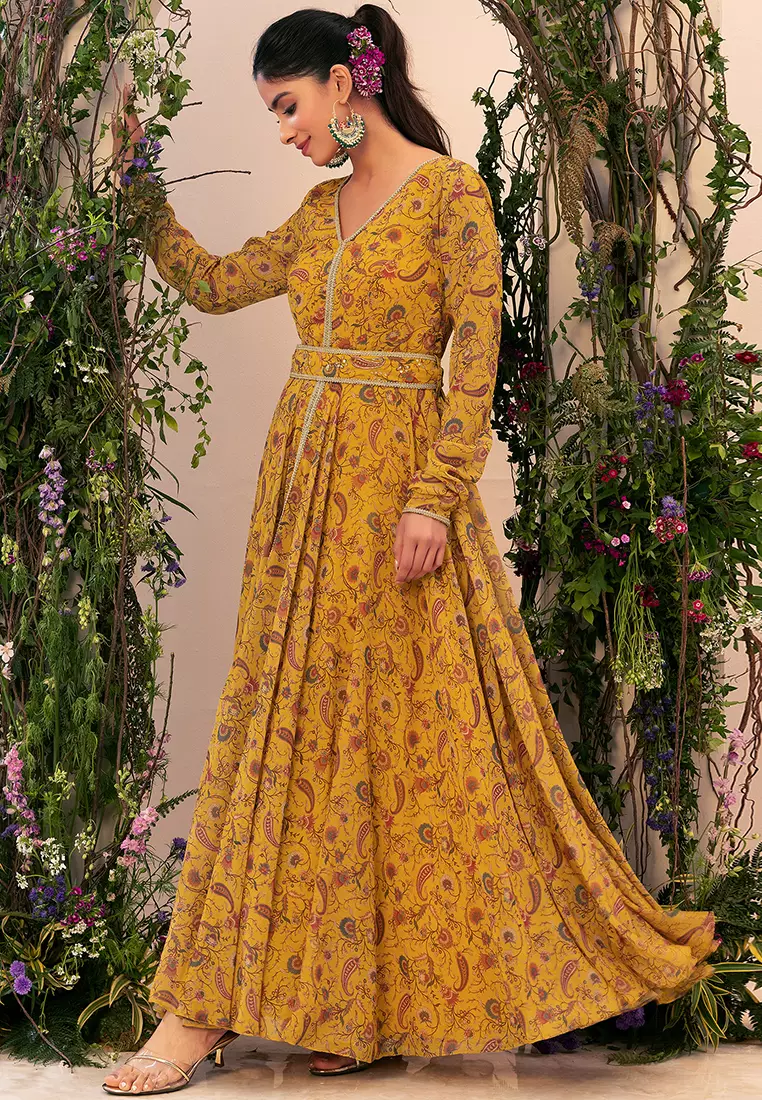 Yellow on sale anarkali kurta