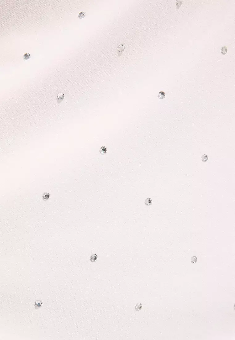 White Shiny Stone Printed Super Mini Dress Tpraw25El00192