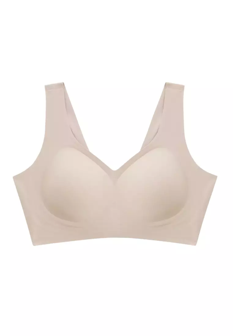 Premium Amaya Plus Size Seamless Wireless Support Bra in Taupe