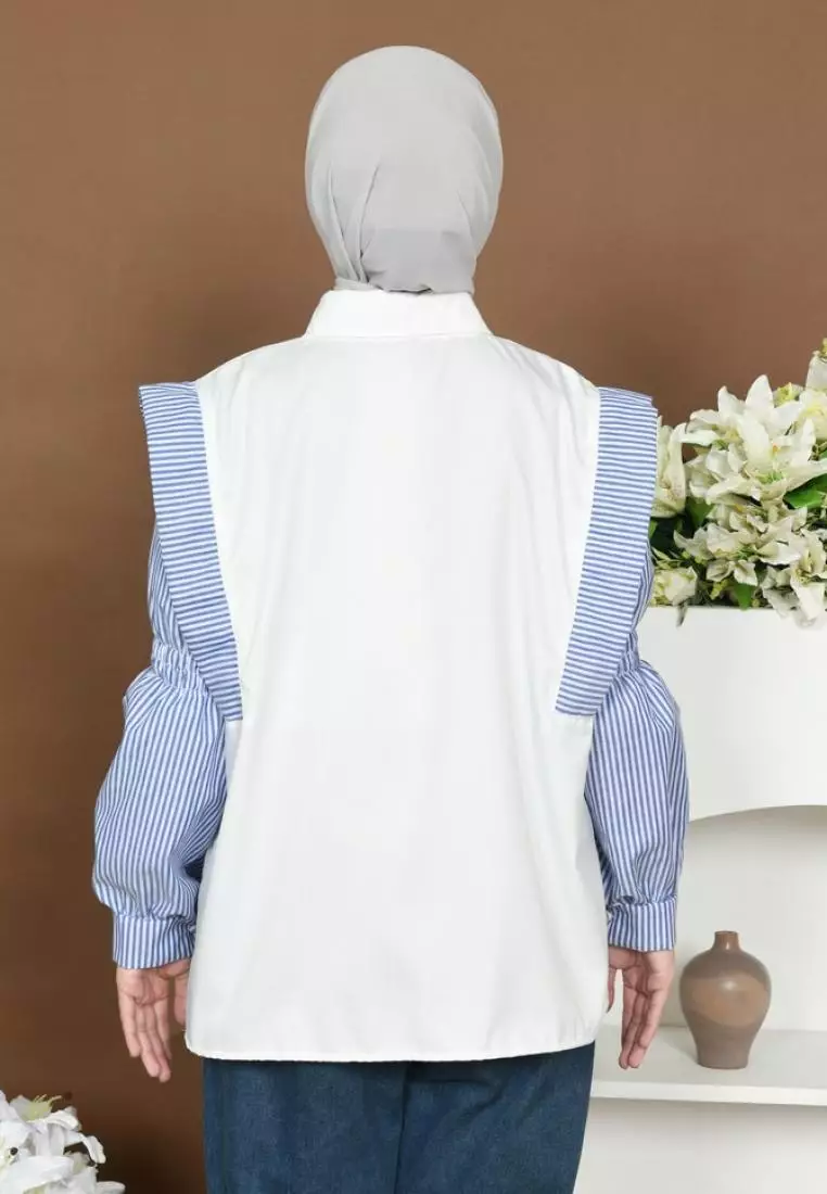 Liya Mix Stripe Shirt - Broken White M18860 R29S1