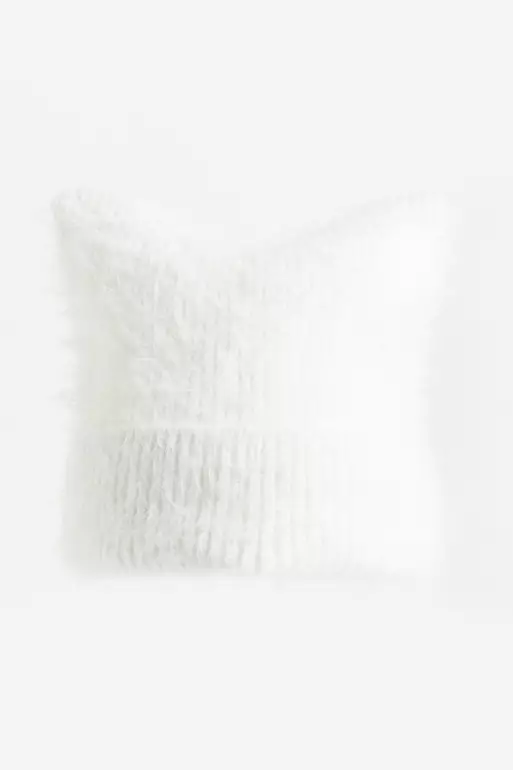 Ear-detail fluffy-knit hat