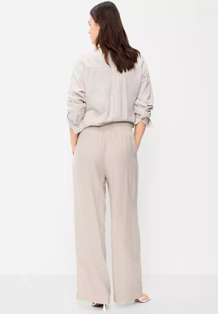 High-Waisted Linen-Blend Super Wide-Leg Pants