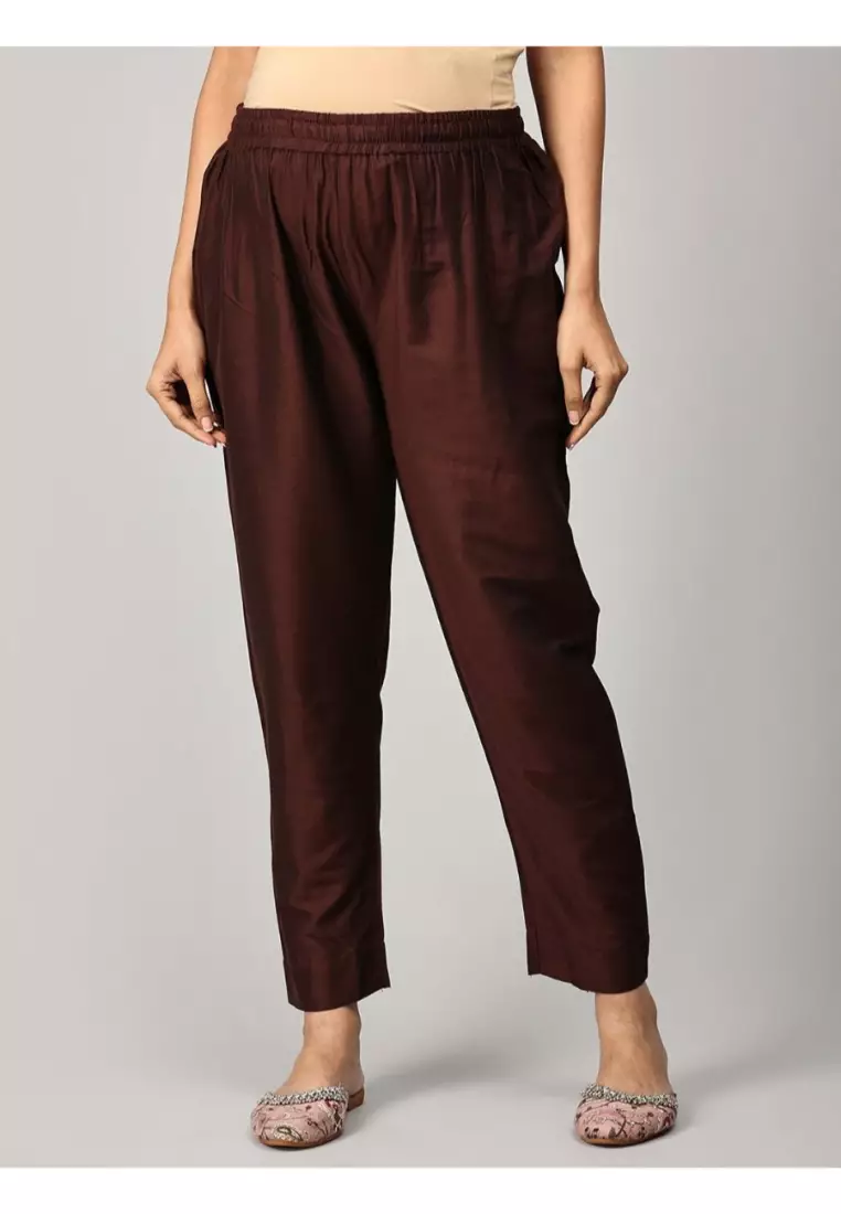 Cozy Cafe 孕妇及哺乳丝绸 Kurta 套装 - 棕色