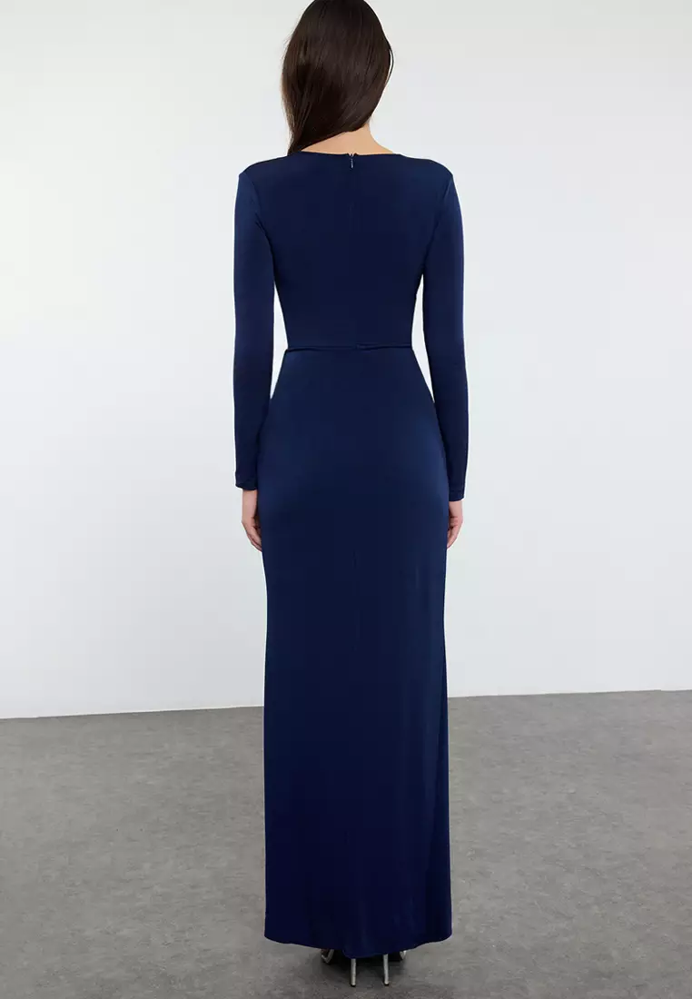 Double Breasted Long Elegant Evening Dress