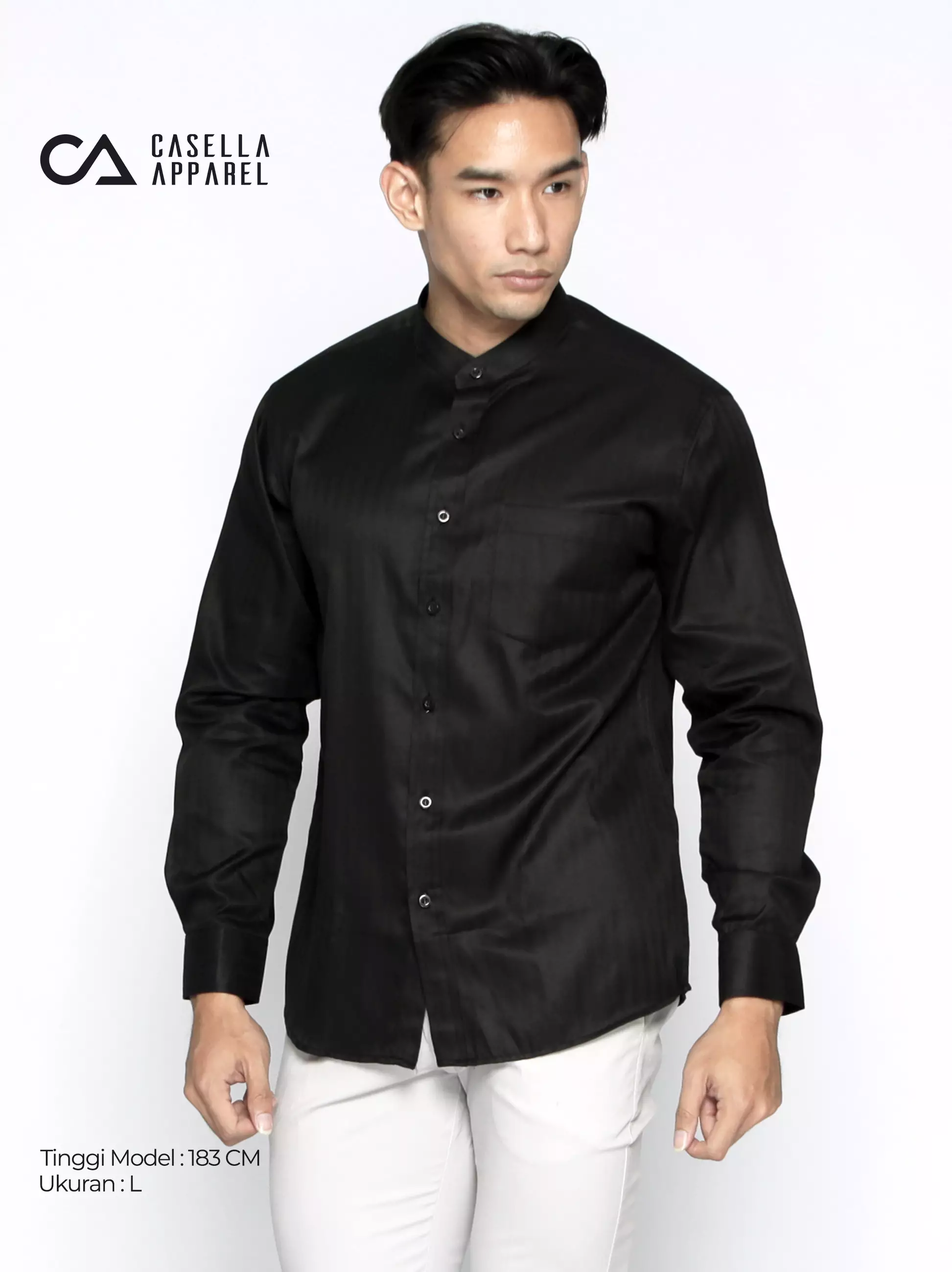 Casella Baju Kemeja Pria Lengan Panjang Shanghai Texture | Premium Basic Dante Shirt 7759 Black