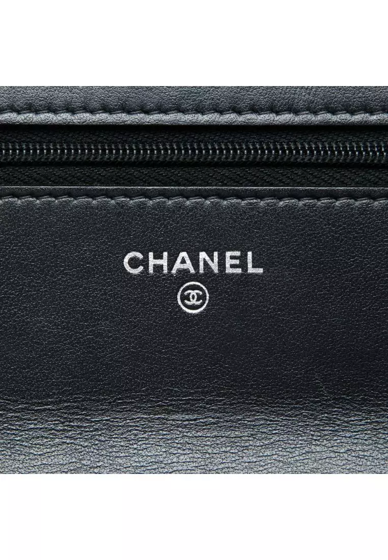 Pre-Loved Chanel Quilted Suede Cocostellar Wallet On Chain