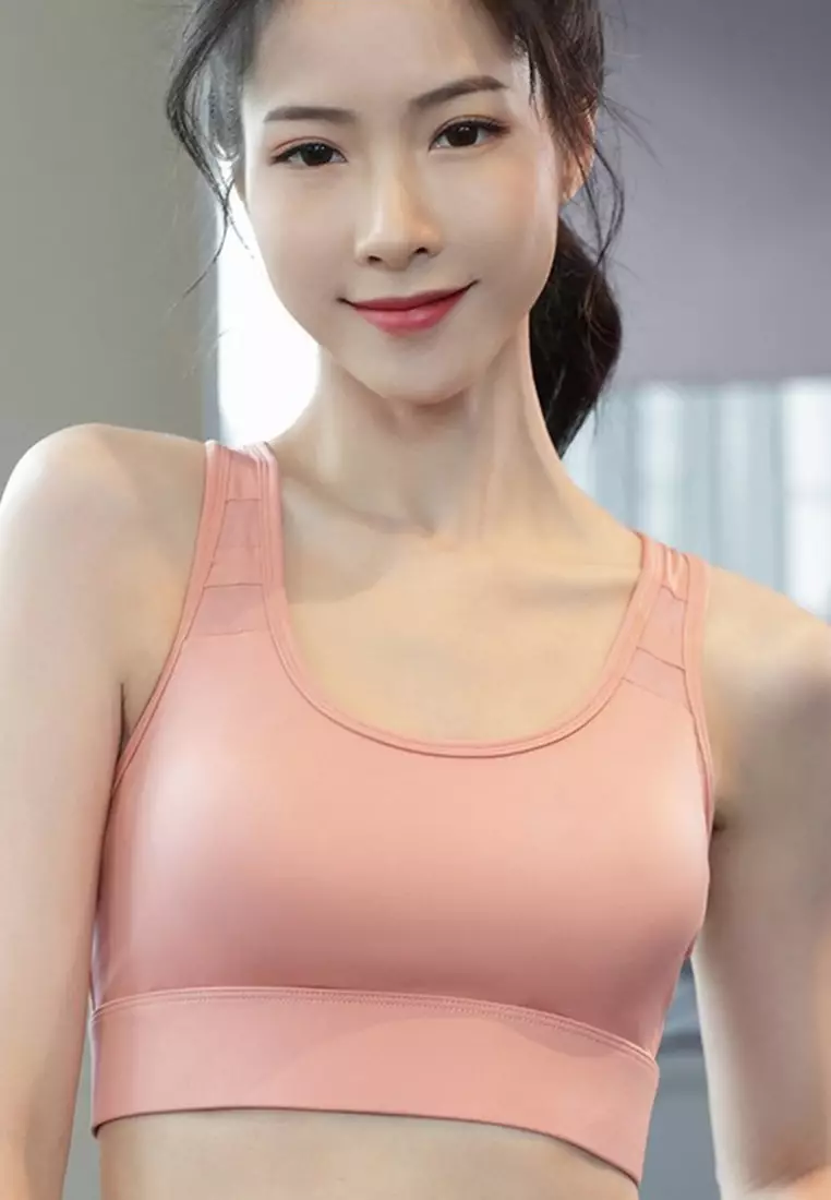 BMY3014 Korean Style Lady Shockproof Sport Bra Pink