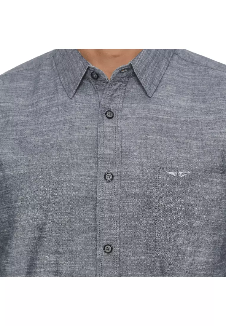 RBJ Kemeja Polos Cotton Navy Slim Fit Pria