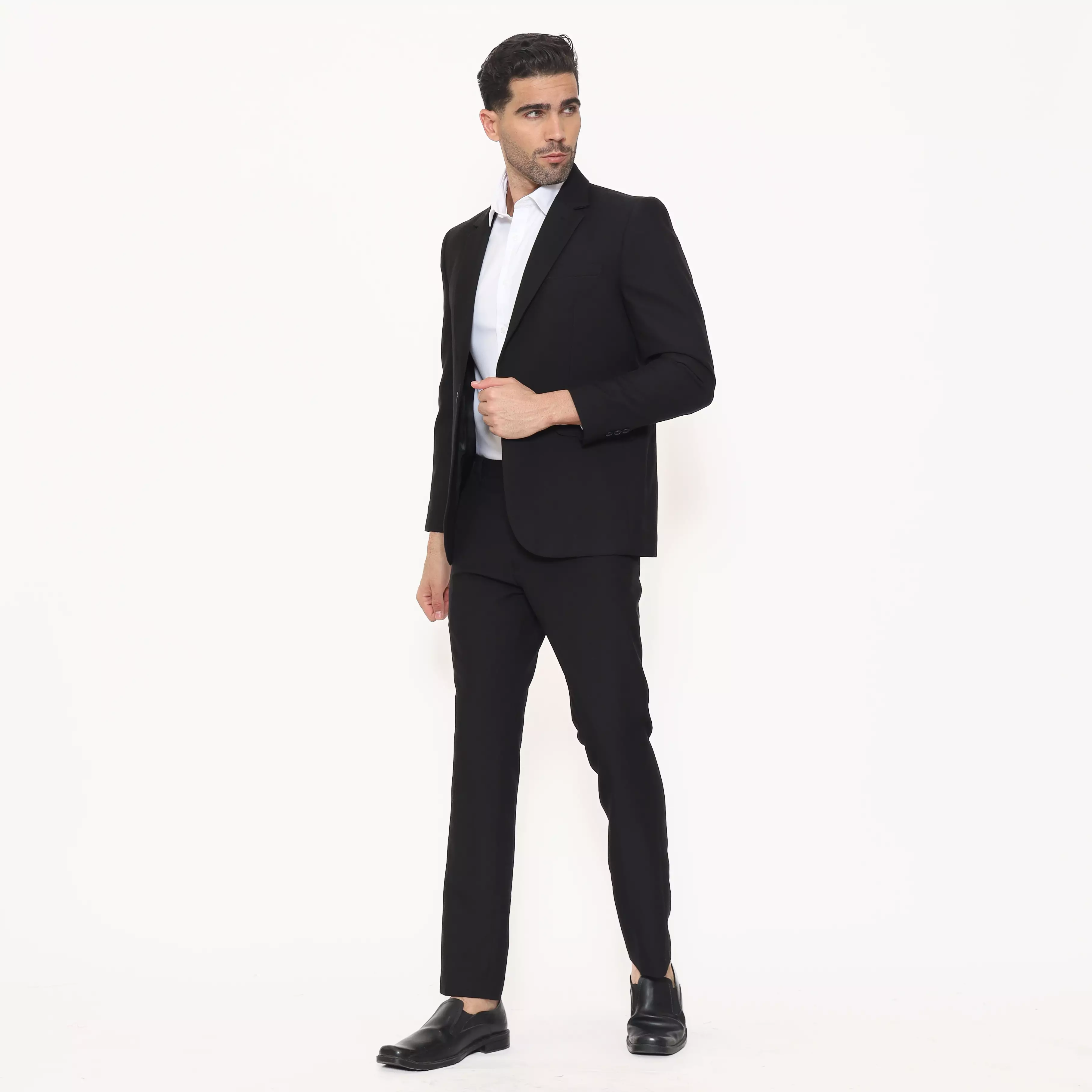 Lawell Celana Formal Pria Warna Hitam | Motif Salur Halus Elegan | Polyester Viscose Stretch | PAUL