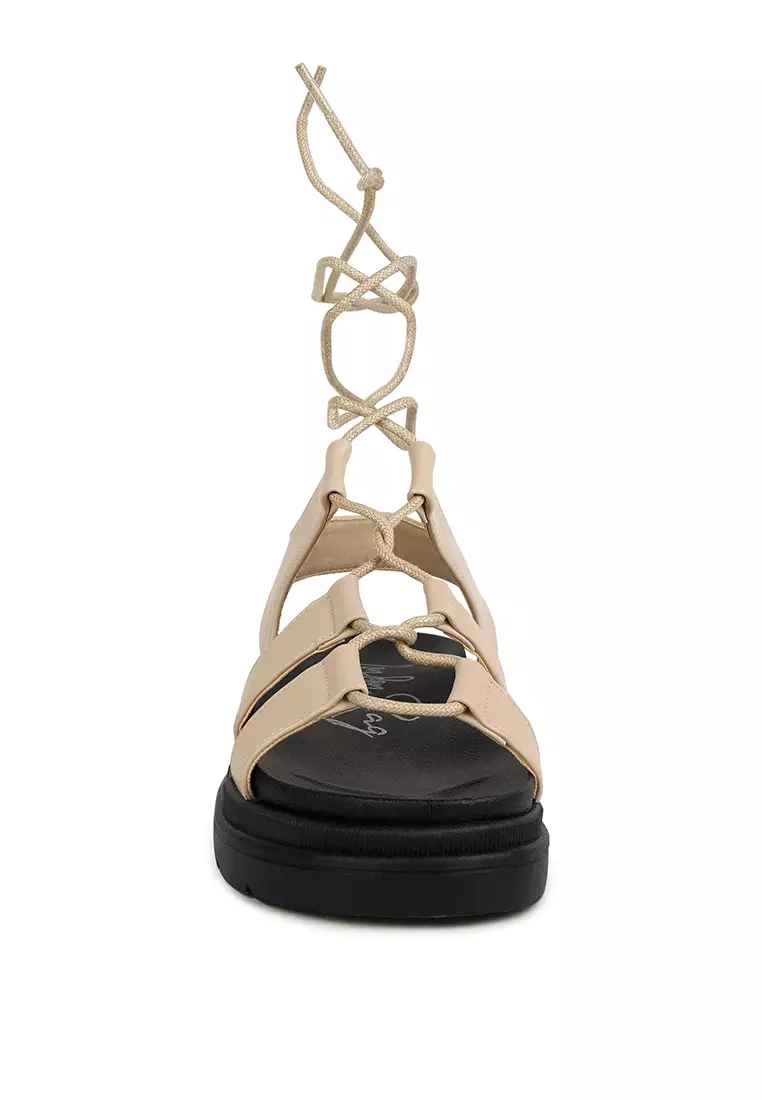 London Rag Beige Faux Leather Gladiator Sandals 2024 | Buy London Rag ...