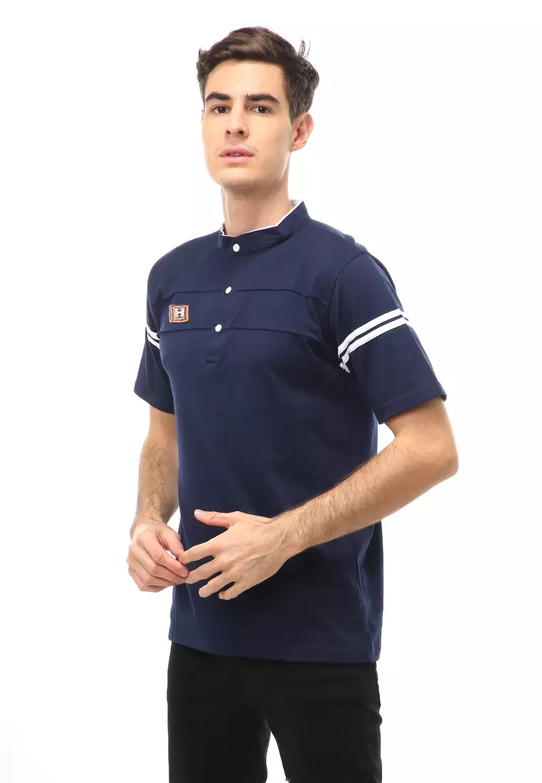 Jack Atasan Formal Kaos Polo Pria Kerah Sanghai Short Sleeve Material Cotton ORIGINAL - Navy