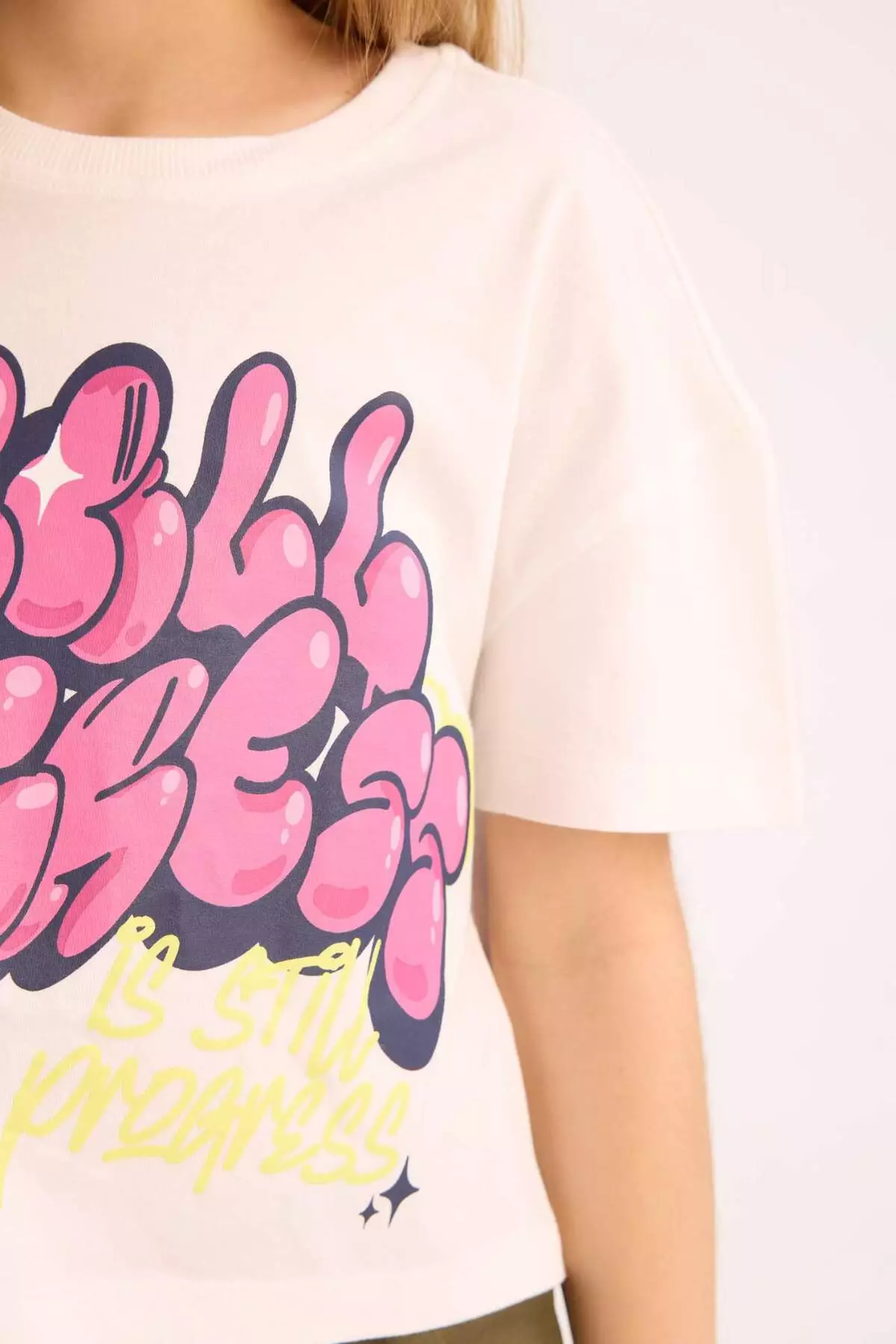 Girl's Boxy Fit Crew Neck Printed Short Sleeve T-Shirt E0358A825Sm