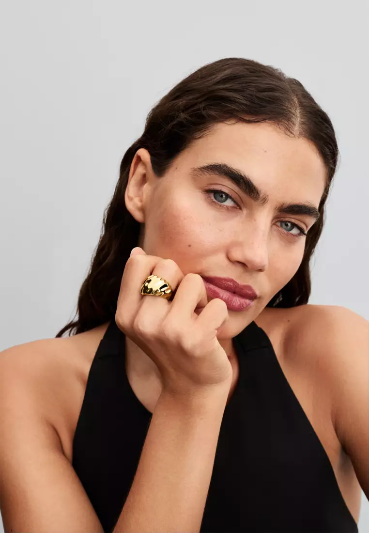 Pandora Essence 14K Gold Plated Rippled Statement Ring