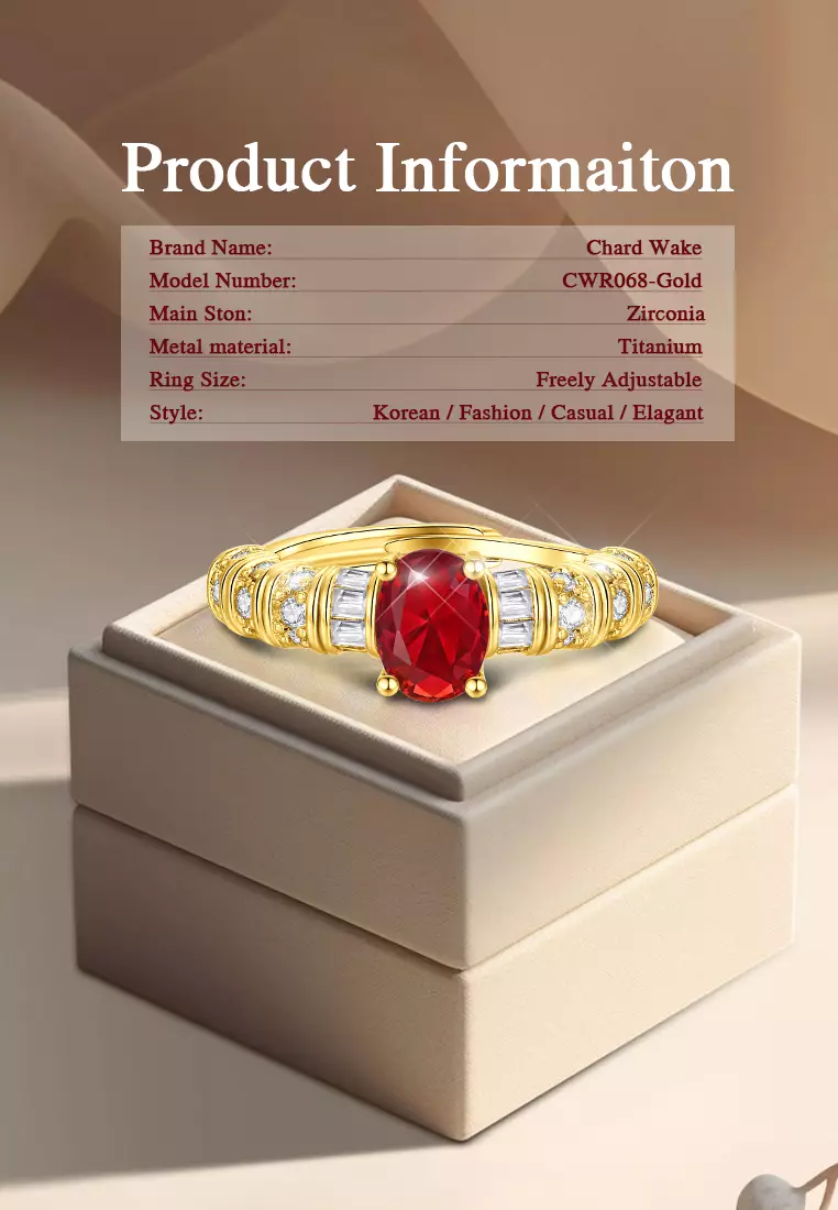 Cincin Wanita Jewelery Original Korea Style Berlian Red Zirconia Ring