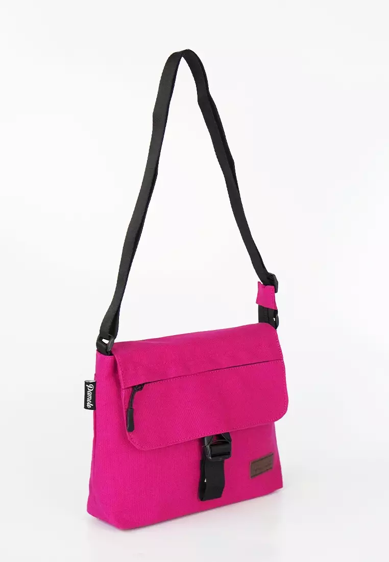 Pamole Minica Series Tas Selempang Wanita Sling Bag Bahan Kanvas Warna Pink