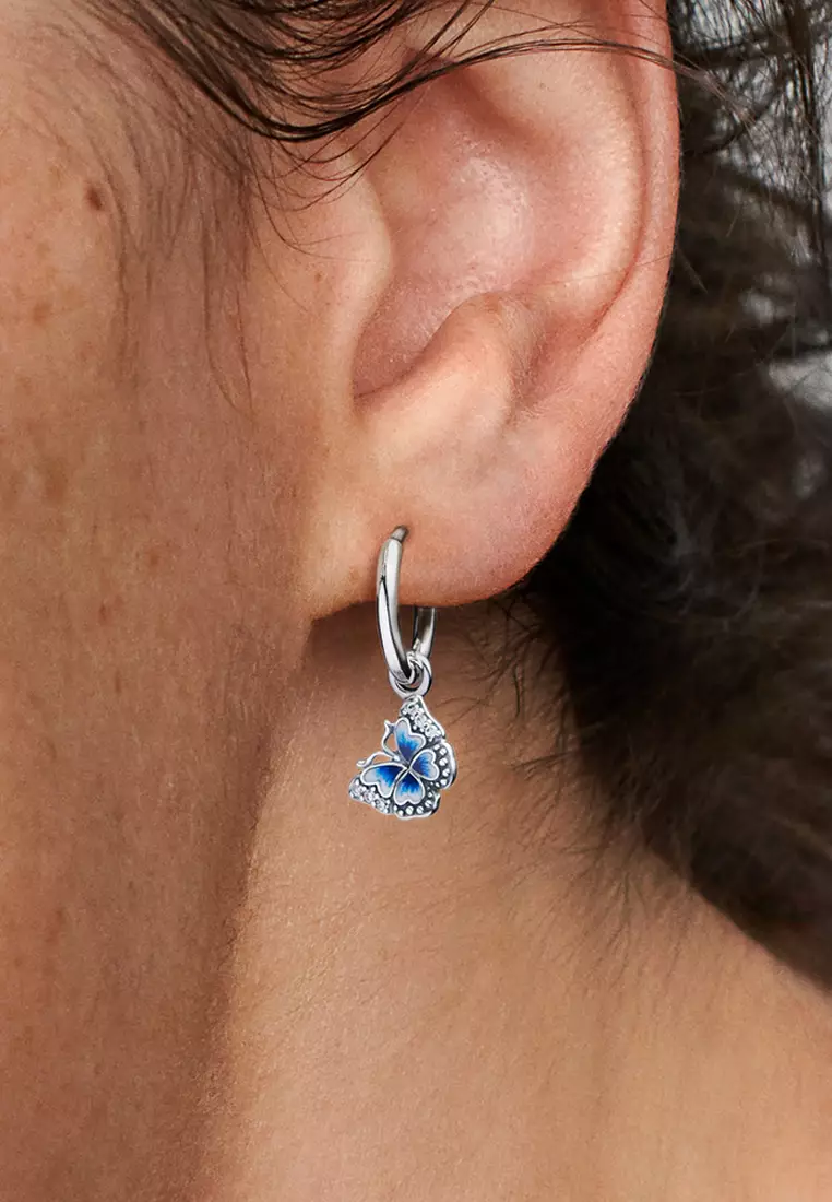 Pandora Blue Butterfly Hoop Earrings