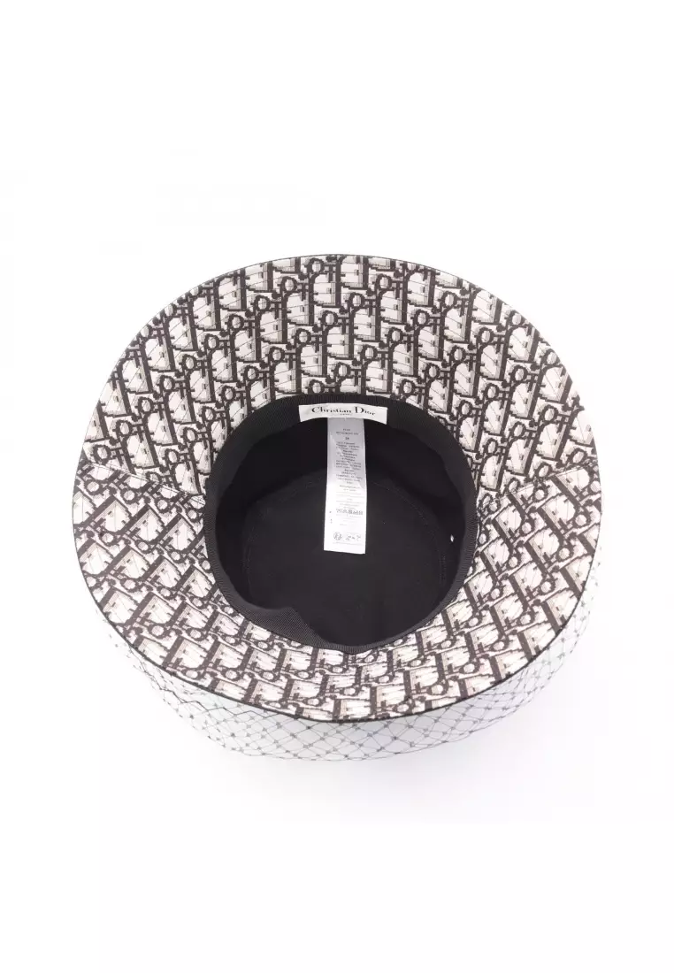 Pre-Loved Christian Dior TEDDY-D bob hat bucket hat cotton black With tulle