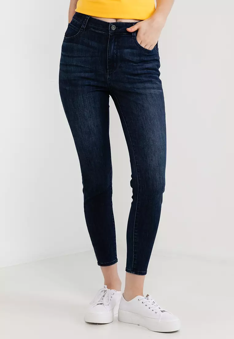 Stretch denim crop pants hot sale