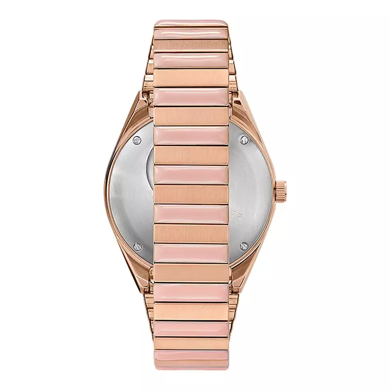 Jam Tangan Wanita Timex Q TW2U81400 Black Dial Rose Gold Stainless Steel Expansion Strap