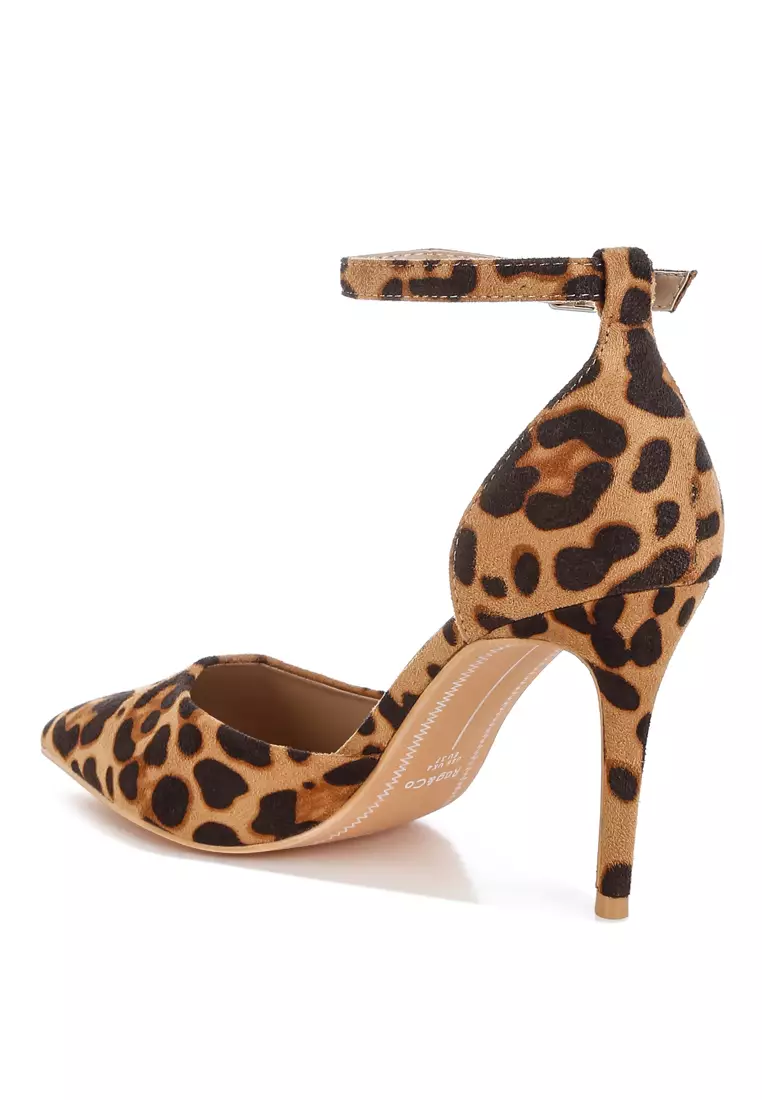 Microfiber Stiletto Sandals in Leopard