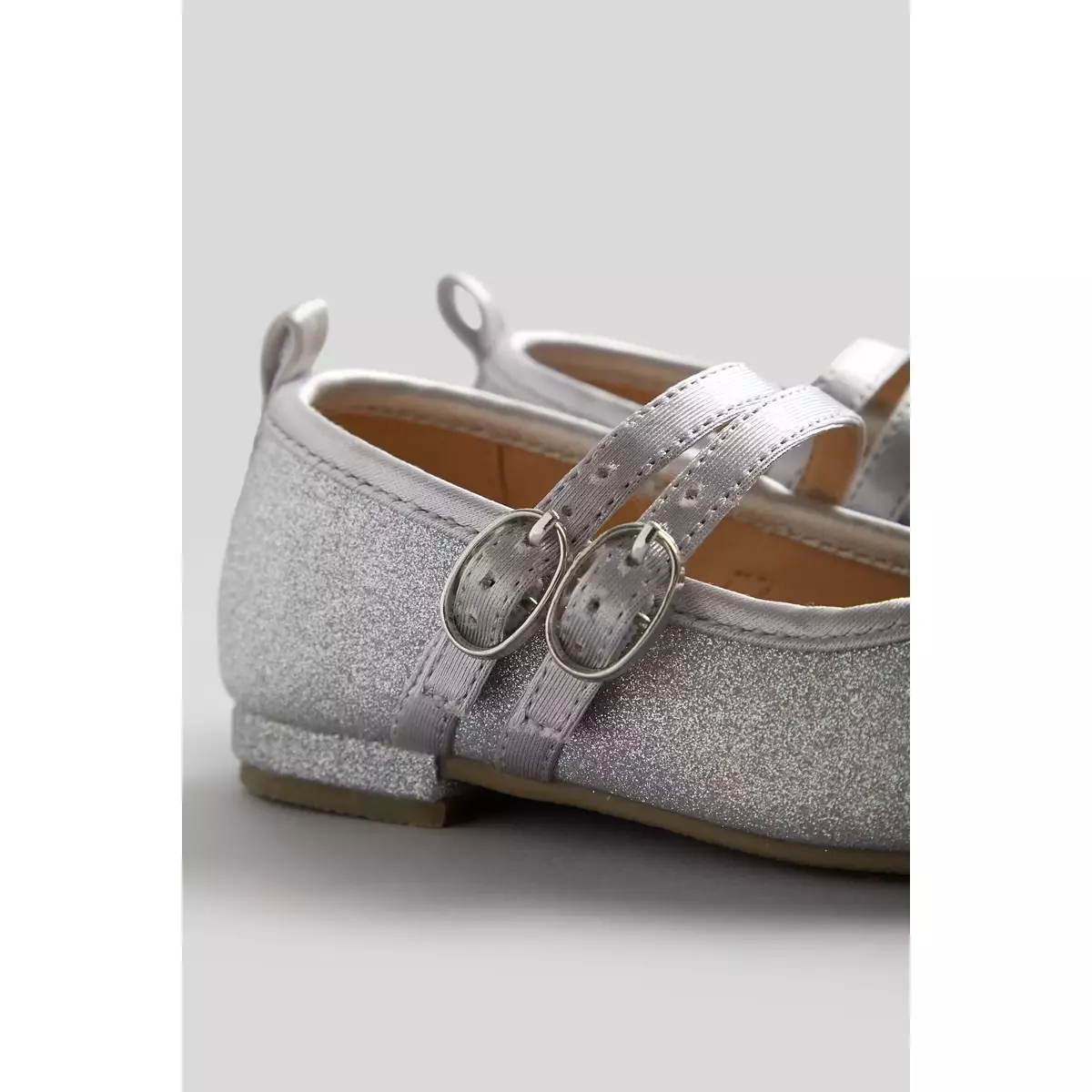 Mothercare Silver Glitter Ballerina Shoes - Sepatu Anak Perempuan (Abu-abu)