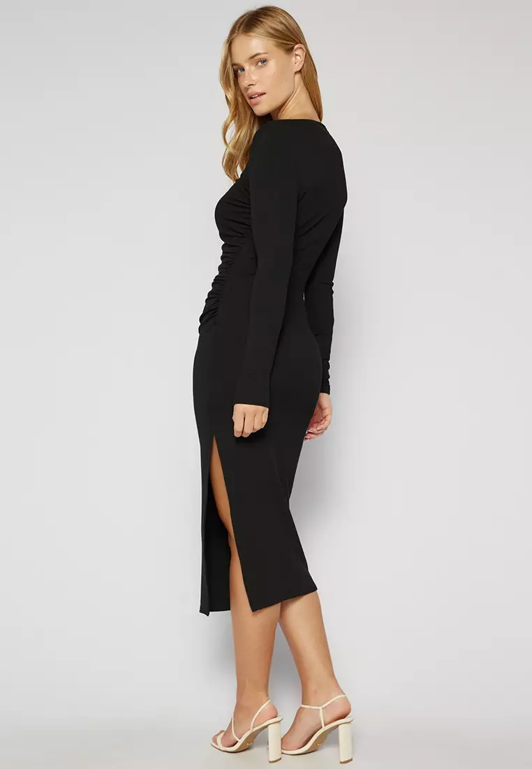 Long Sleeve Ruched Dress