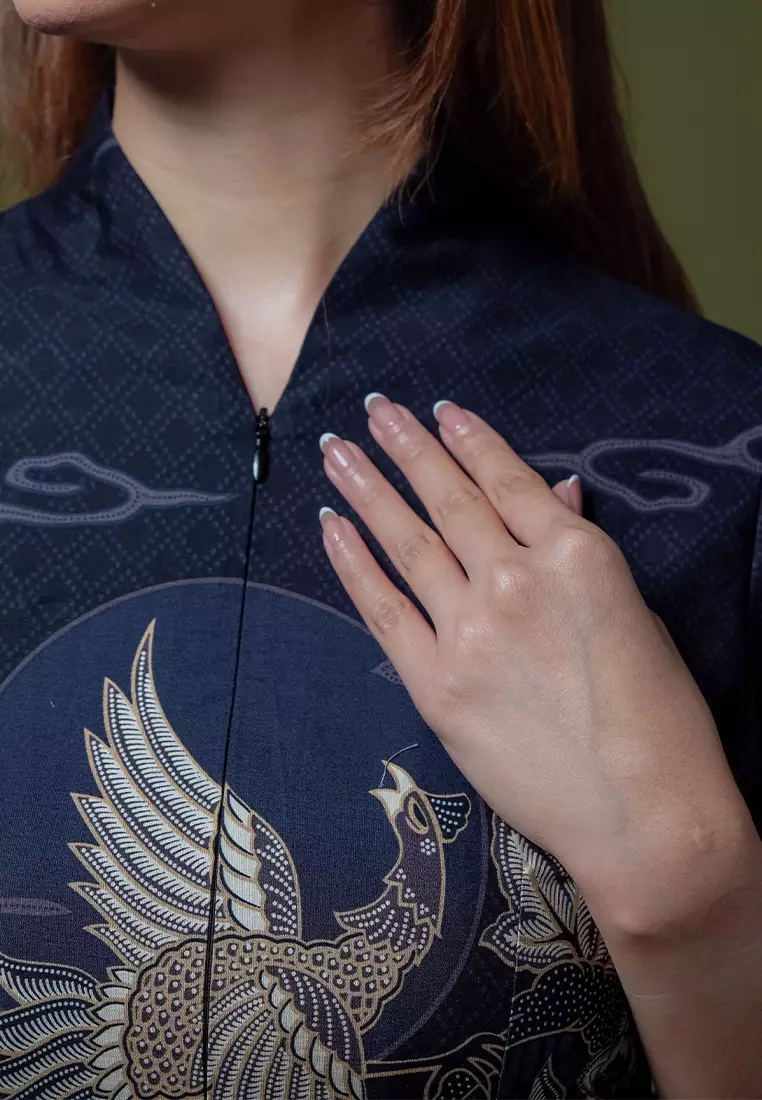 Hadinata Batik Wanita Superfine Blouse Divakar Black