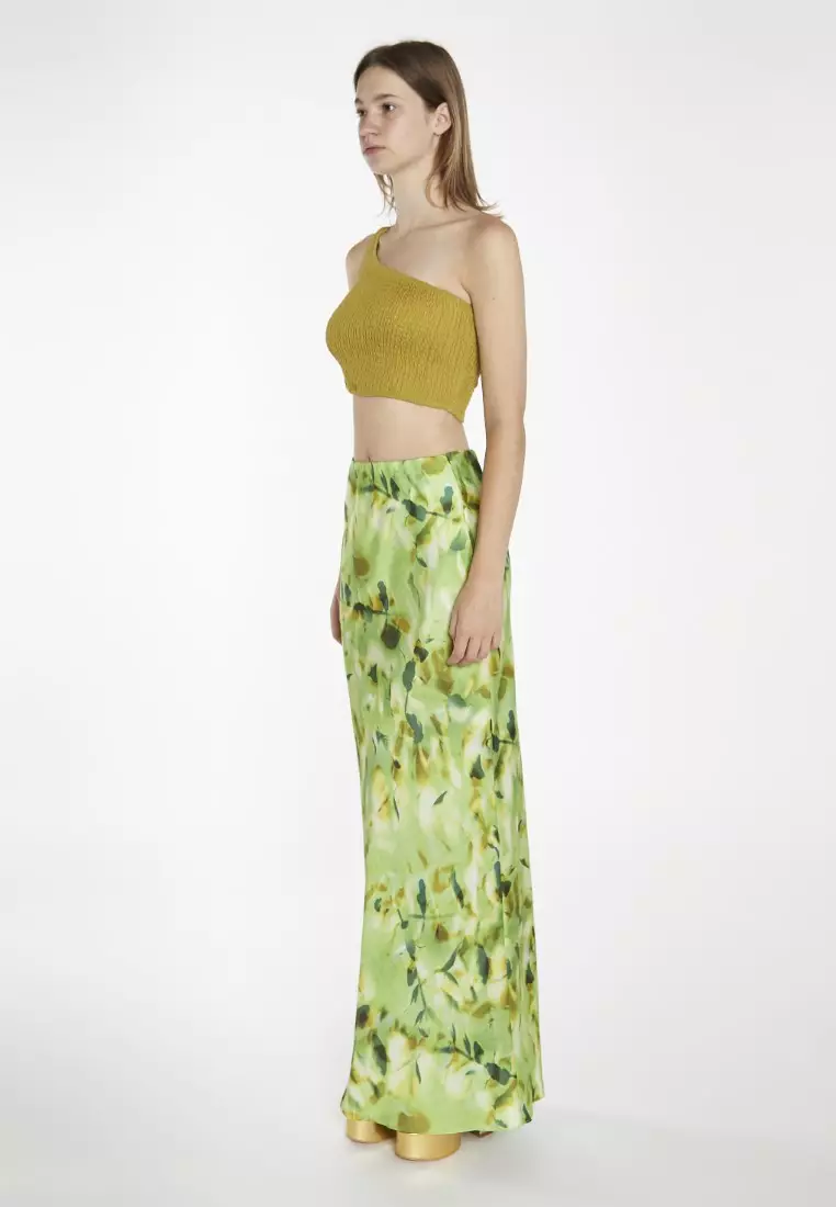 One Shoulder Shirred Crop Top