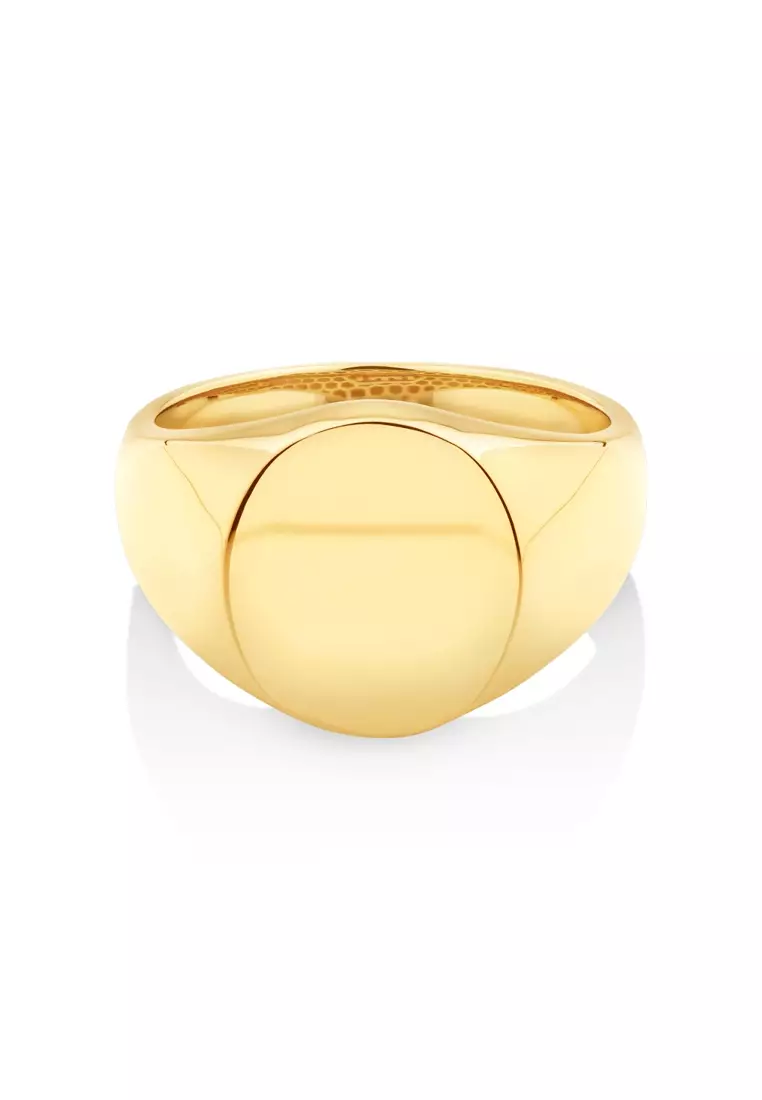 Mens gold oval signet ring hot sale