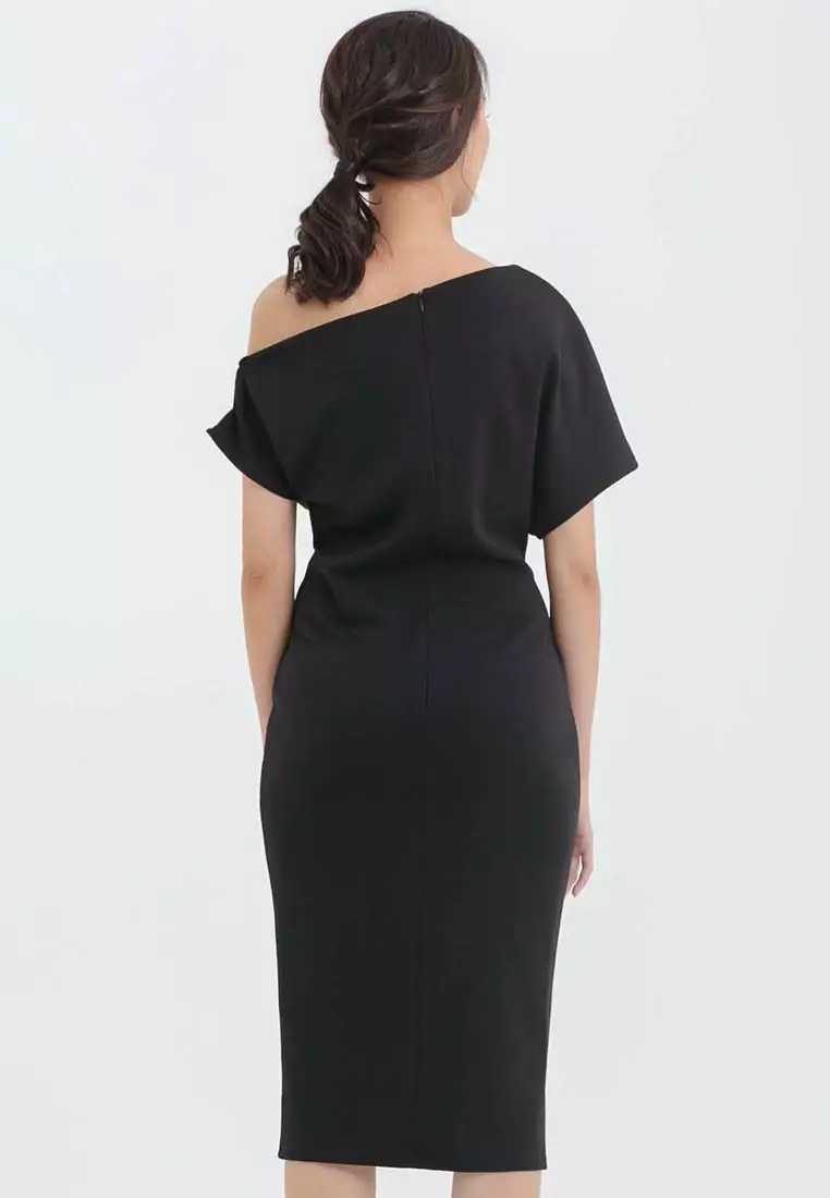 Sabrina Scuba Dress in Black