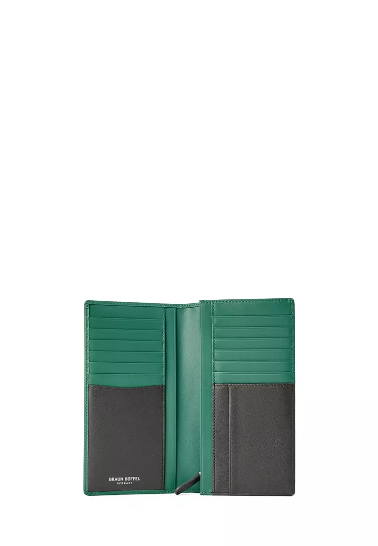 Braun Buffel Pine Bifold Long Wallet With Zip Compartment (Box Gusset) In Malachite