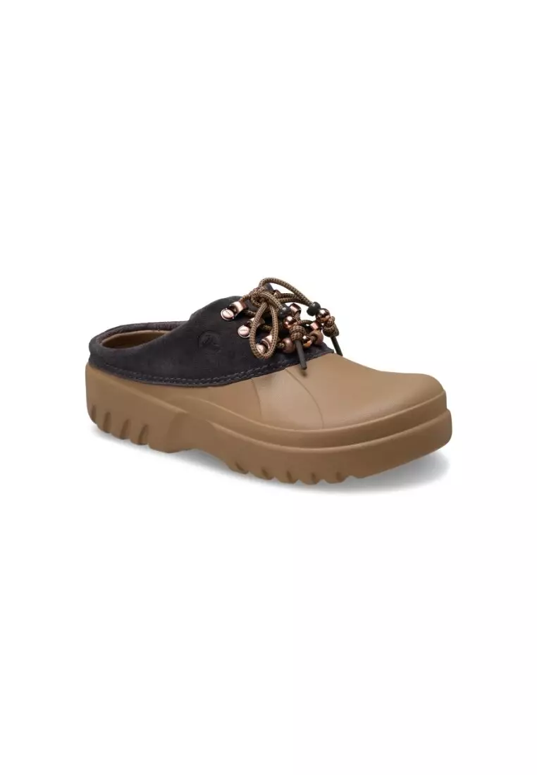 Crocs Women's Axle Suede Mule in Sepia/Dark Cocoa