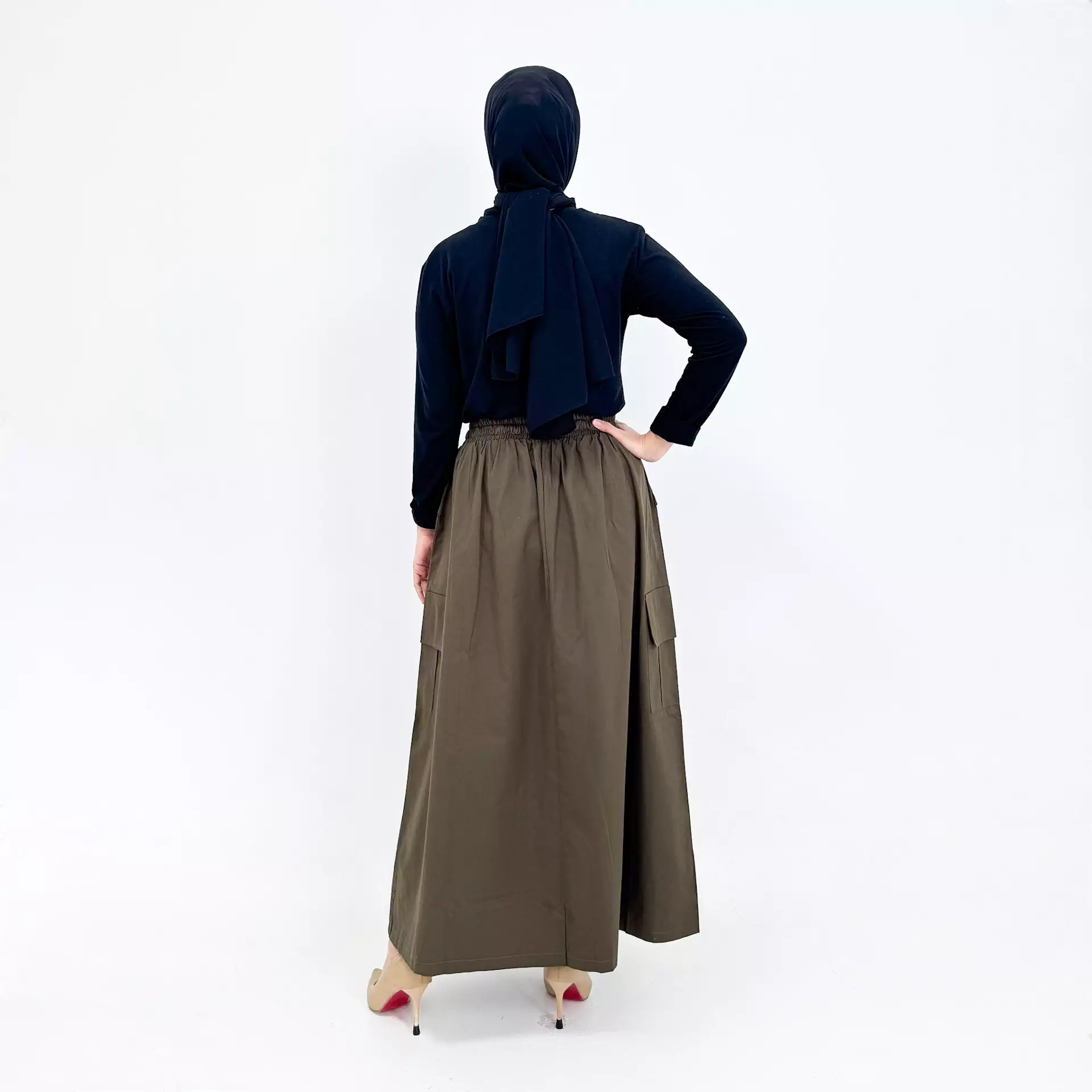 Women Cargo Maxi Skirt Fia [ARMY] Stopper