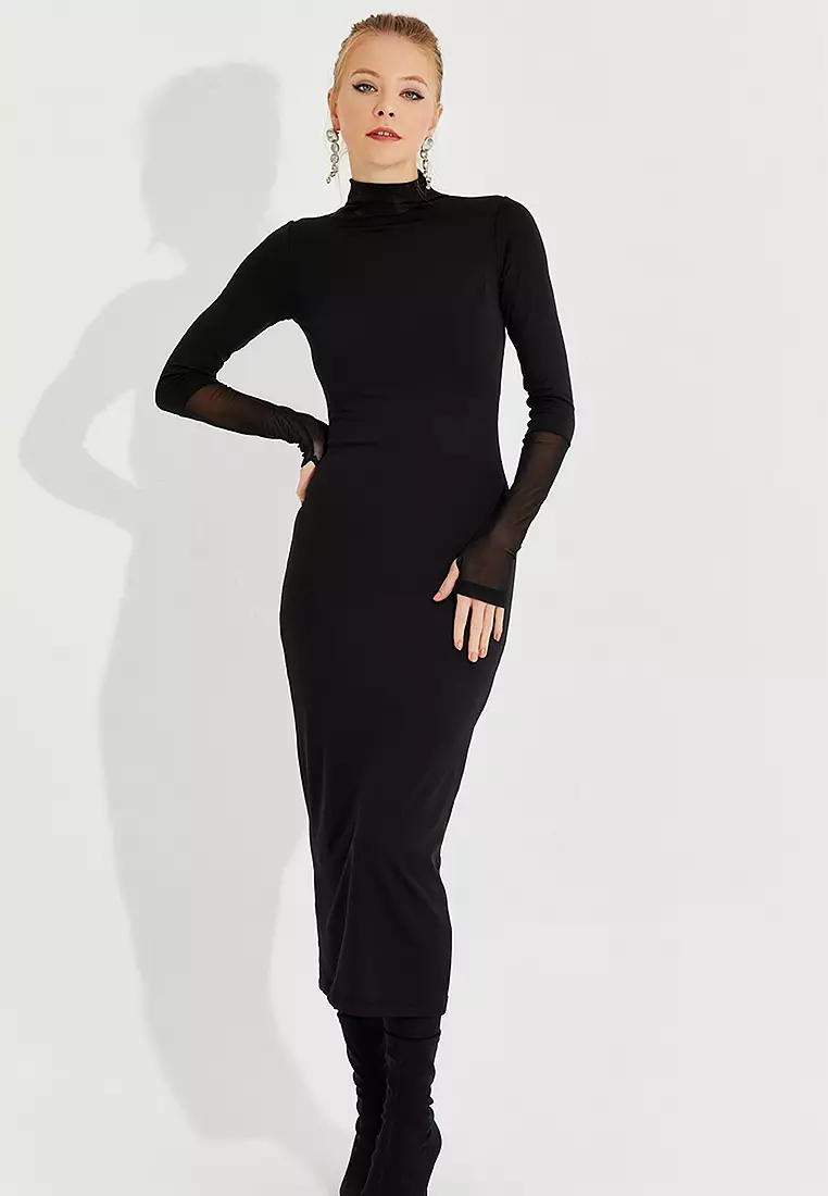 Roxi tulle midi dress in black cheap