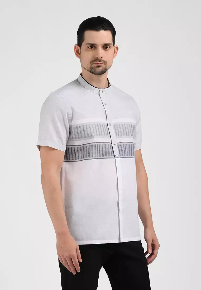 MOC Kemeja Koko Lengan Pendek Pria IBRA-WHITE