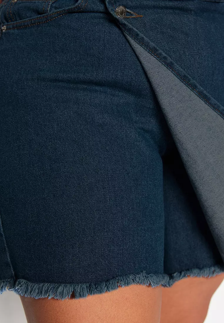 Plus Size High Waist Denim Skort