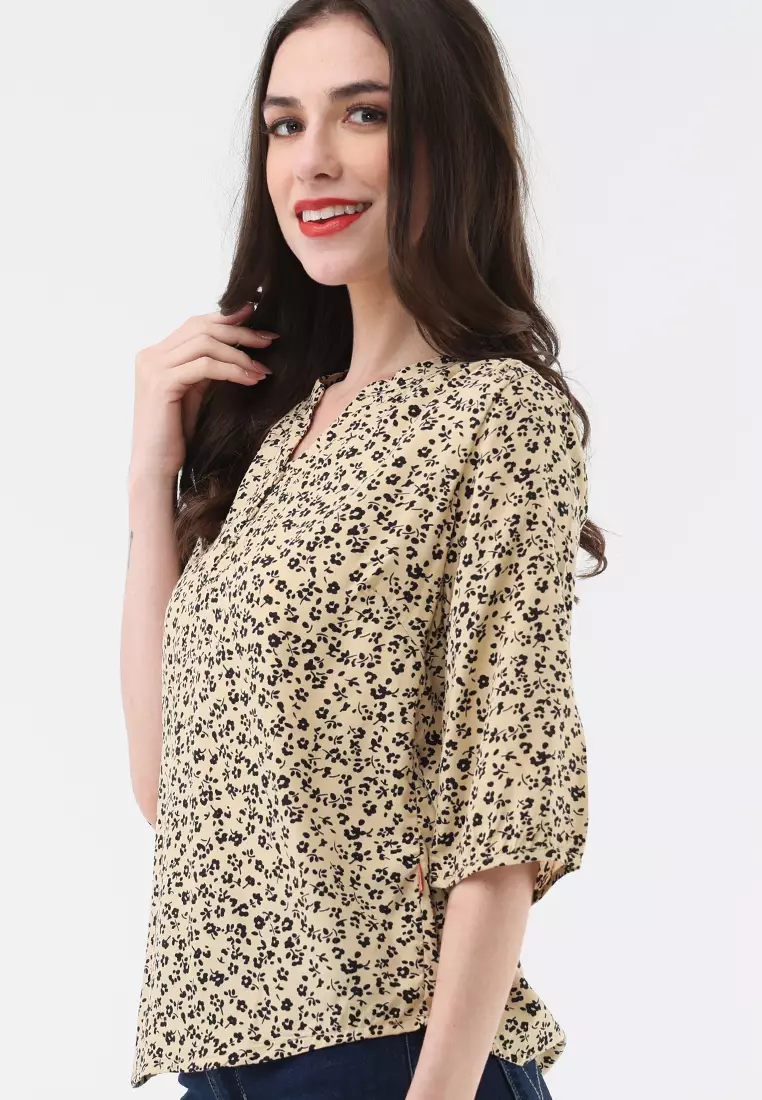 3/4 Sleeves Chinese Collar Blouse