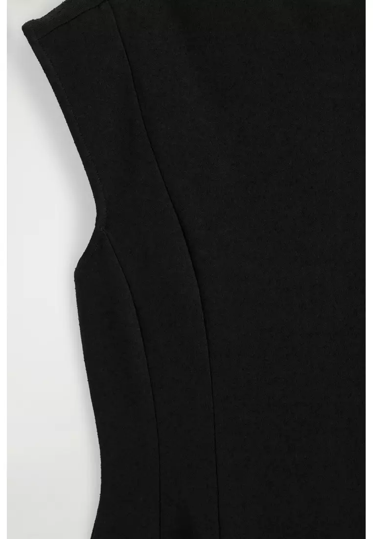 SCULPTED FLARED COTTON MINI DRESS