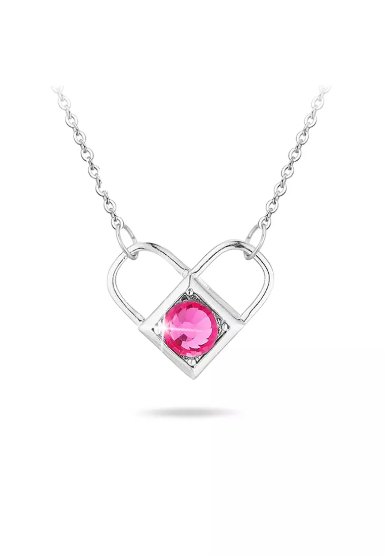 Boxed Celeste Heart Necklace and Earrings Set in White Gold Embellished with Swarovski crystals