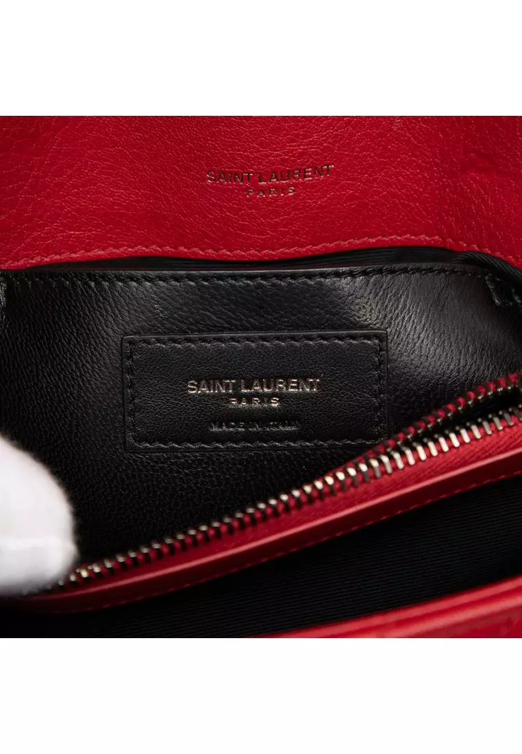 Pre-Loved Saint Laurent Medium Quilted Chevron Sheepskin College Satchel